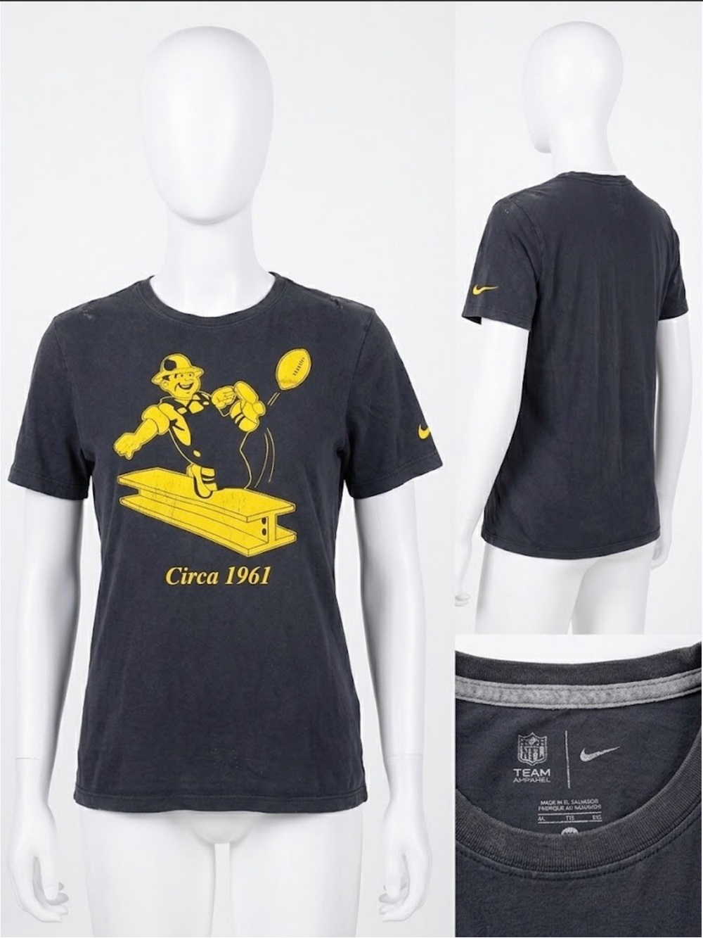 Nike Pittsburgh Steelers NFL Throwback Circa 1961 T-Shirt Black & Yellow XL